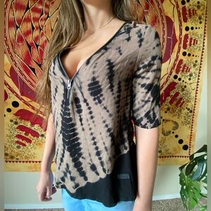 Harley-Davidson 3/4 Sleeve Women’s Tie-Dye Zippered Top